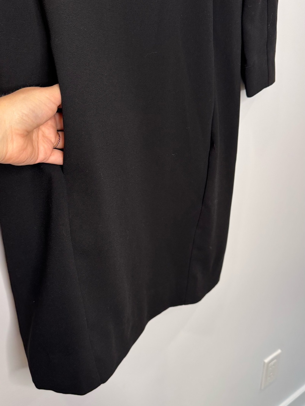 COS Classic Black Shift Dress with Subtle Puff Sleeves Gathered sz 2 minimalist - Picture 5 of 7